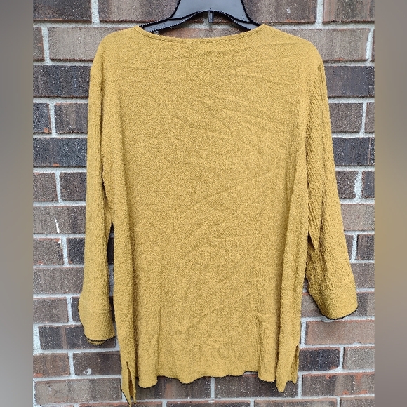 Ali Miles Asymmetrical Button Tunic Top Crinkle Mustard Yellow M - Picture 4 of 8